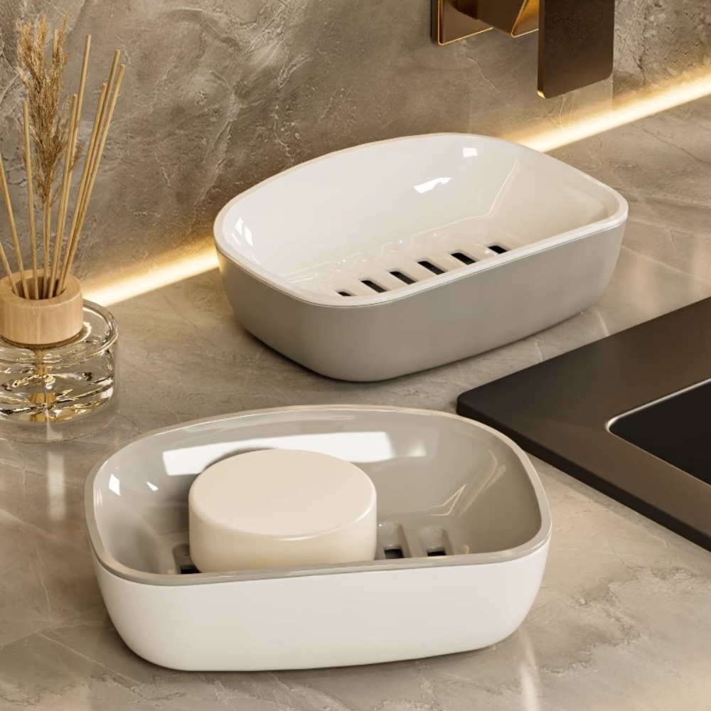 Kitchen Baking Tray Organizer - Portable Plastic Soap Dish Non-slip Double-Layer