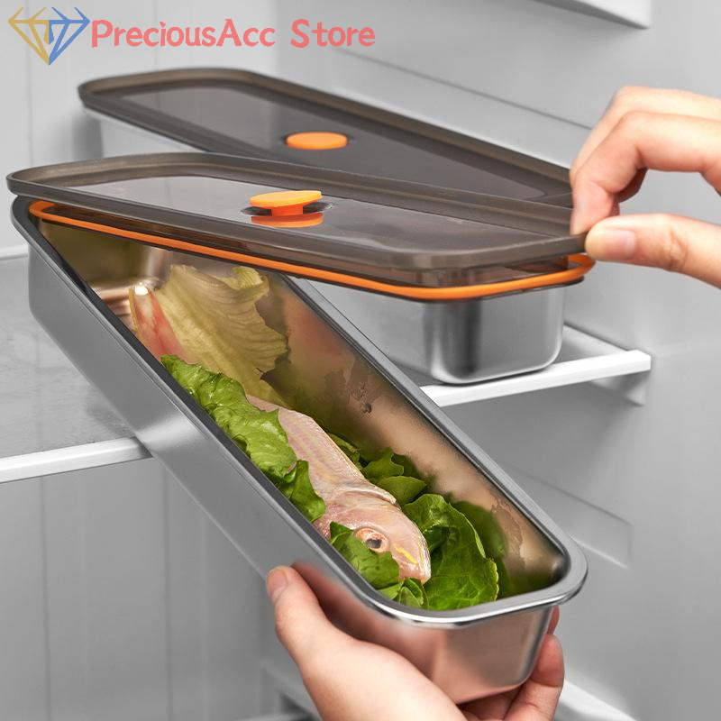 Kitchen Baking Tray Organizer - 201 Stainless Steel Fresh-keeping Box Bacon