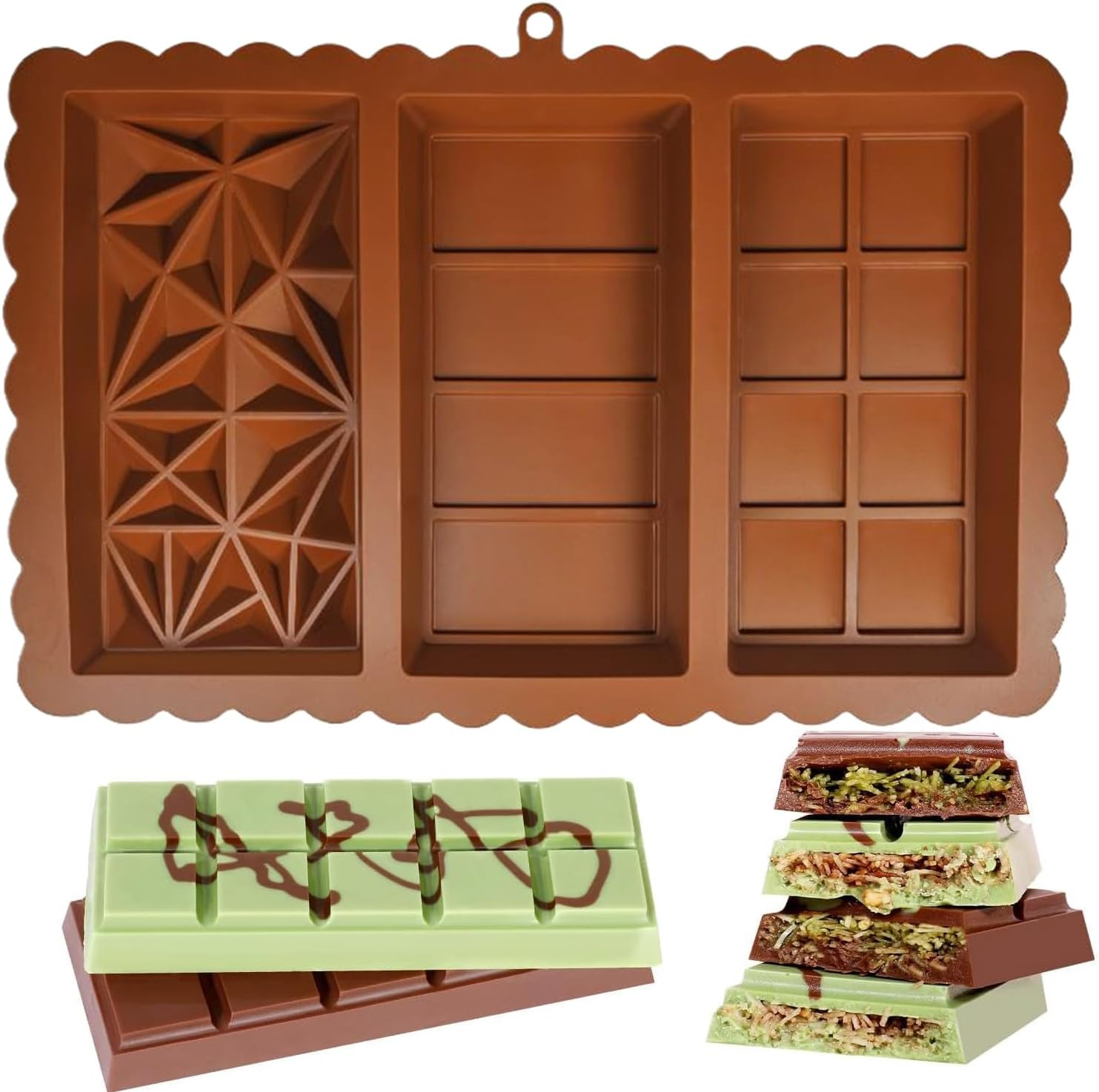 Kitchen Baking Molds - Silicone Chocolate Bar Molds, Rectangular Non-Stick