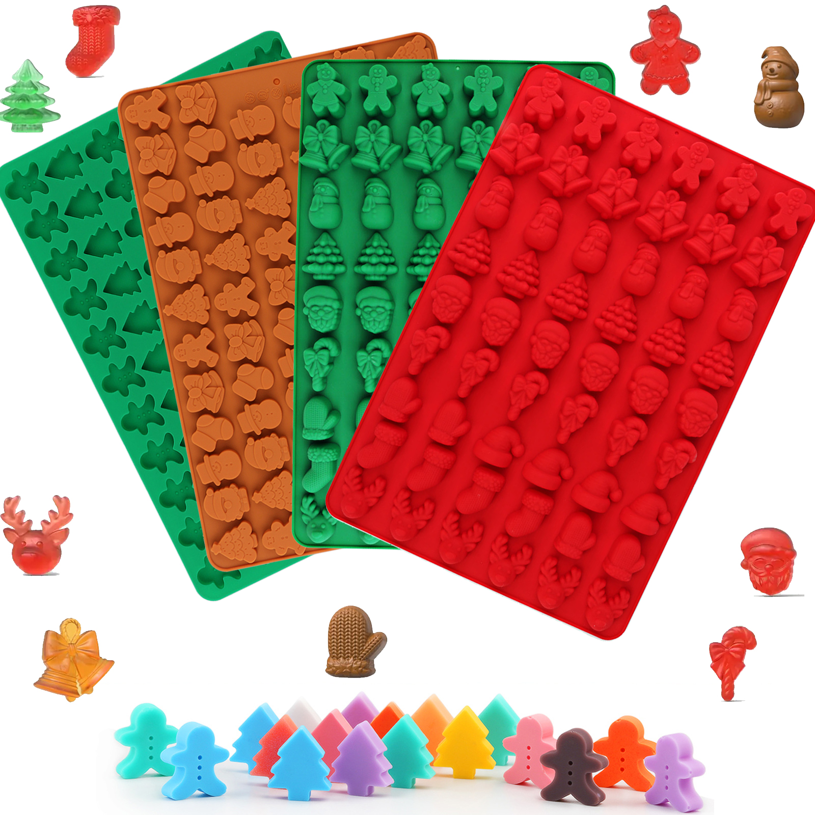 Kitchen Baking Molds - Four Types of Christmas-Themed Silicone Candy