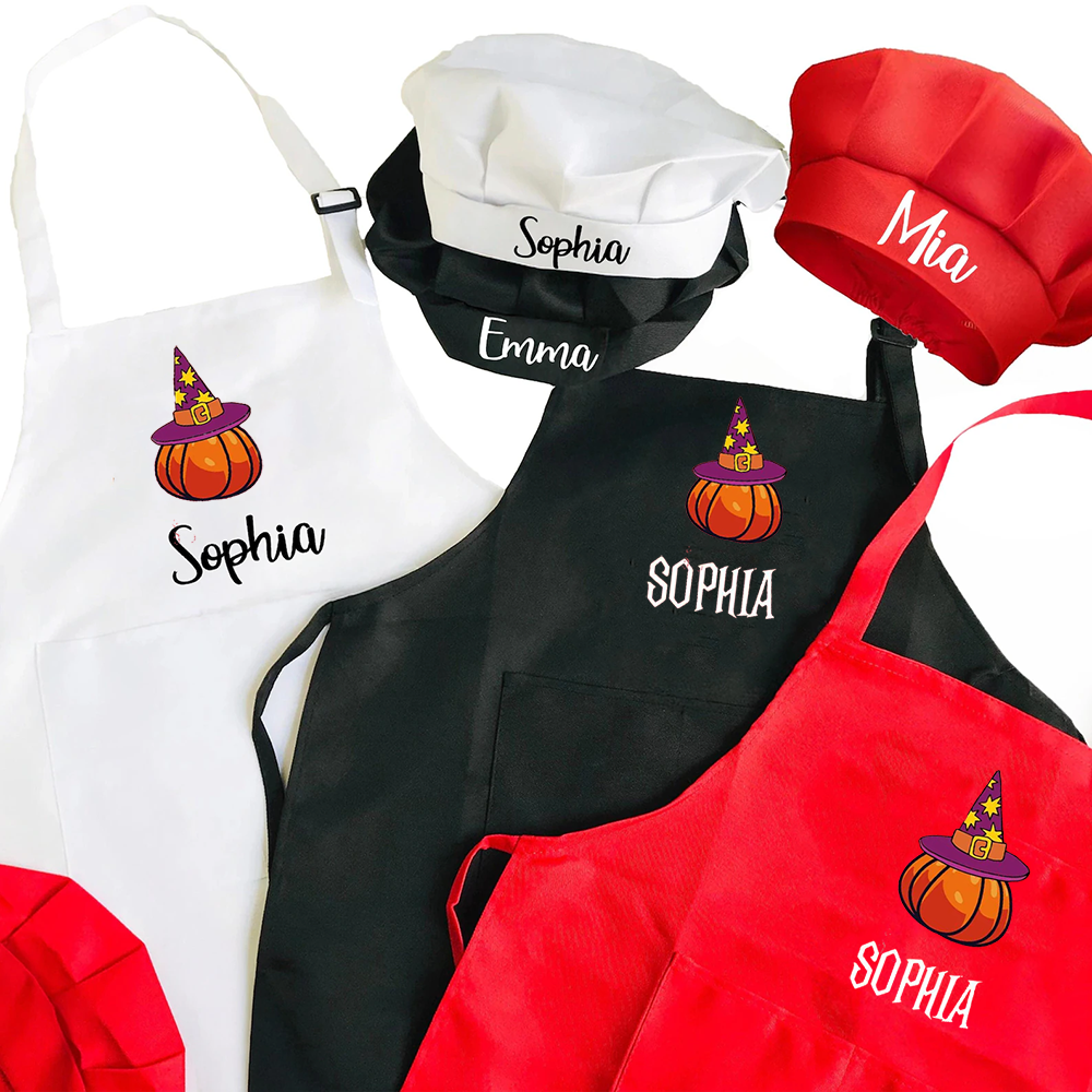 Kitchen Witch Baking - Custom Halloween Apron Chef hat Halloween