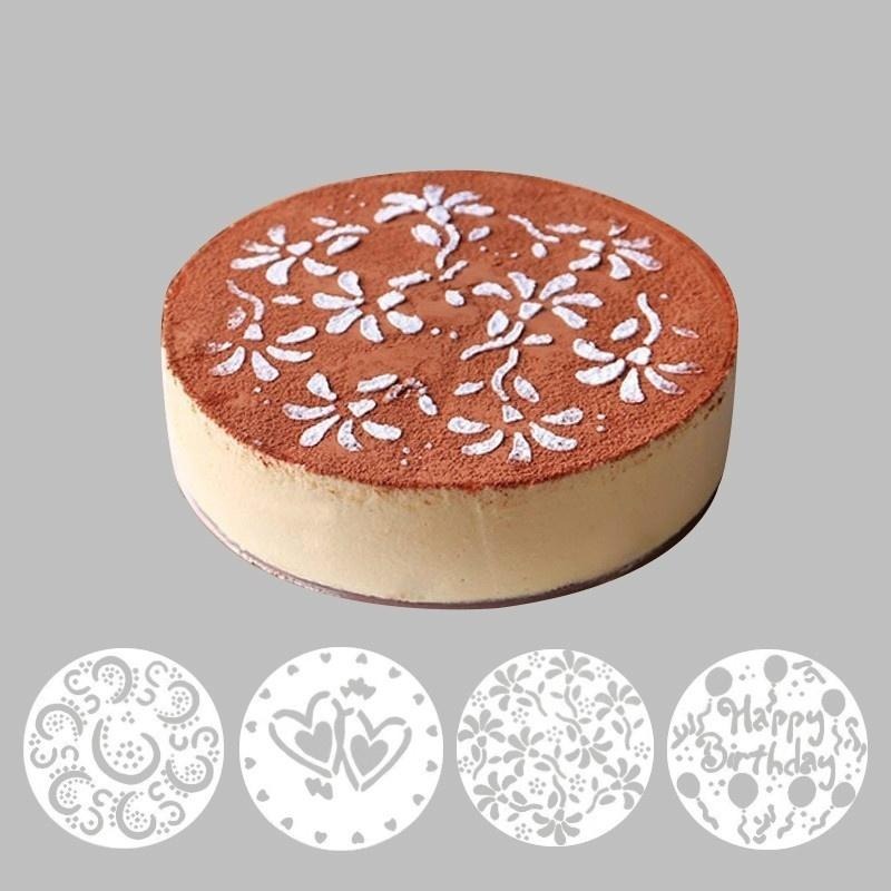 Kitchen Baking Molds - 4Pieces/lot Cake Stencils Latte Art Birthday
