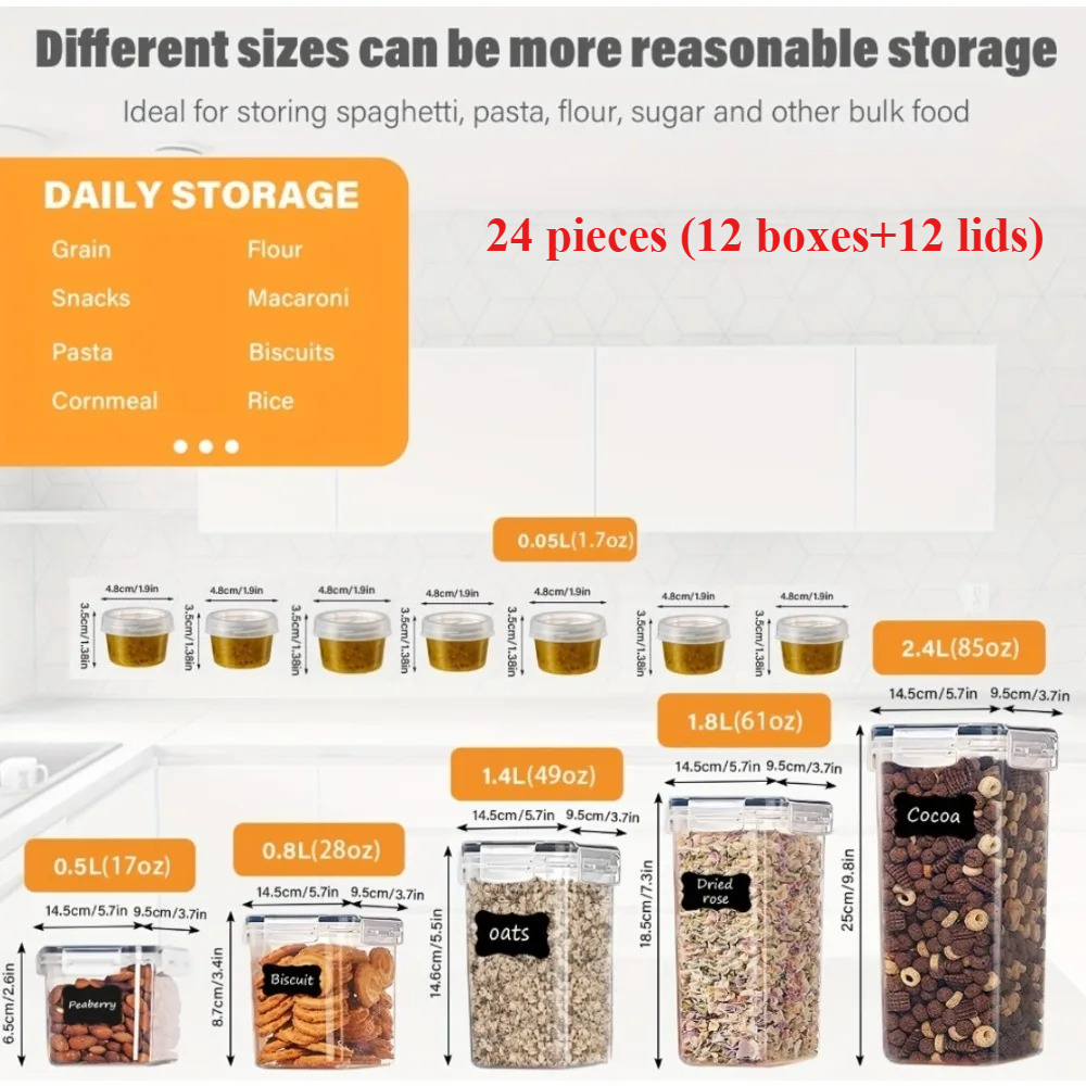 24Pcs Food Storage Containers  - Kitchen Baking Tray Organizer recensie en prijs