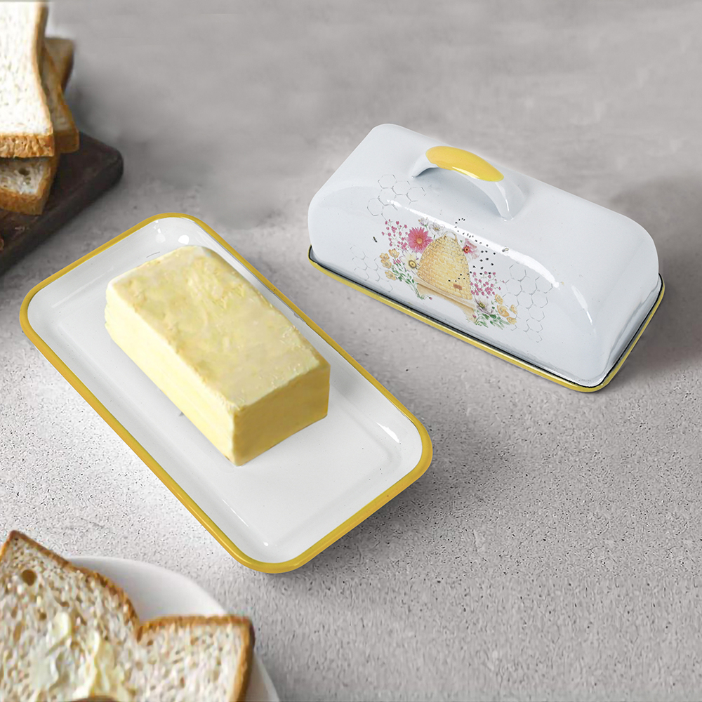 Menschy Enamel Butter Dish Che - Kitchen Baking Tray Organizer recensie en prijs