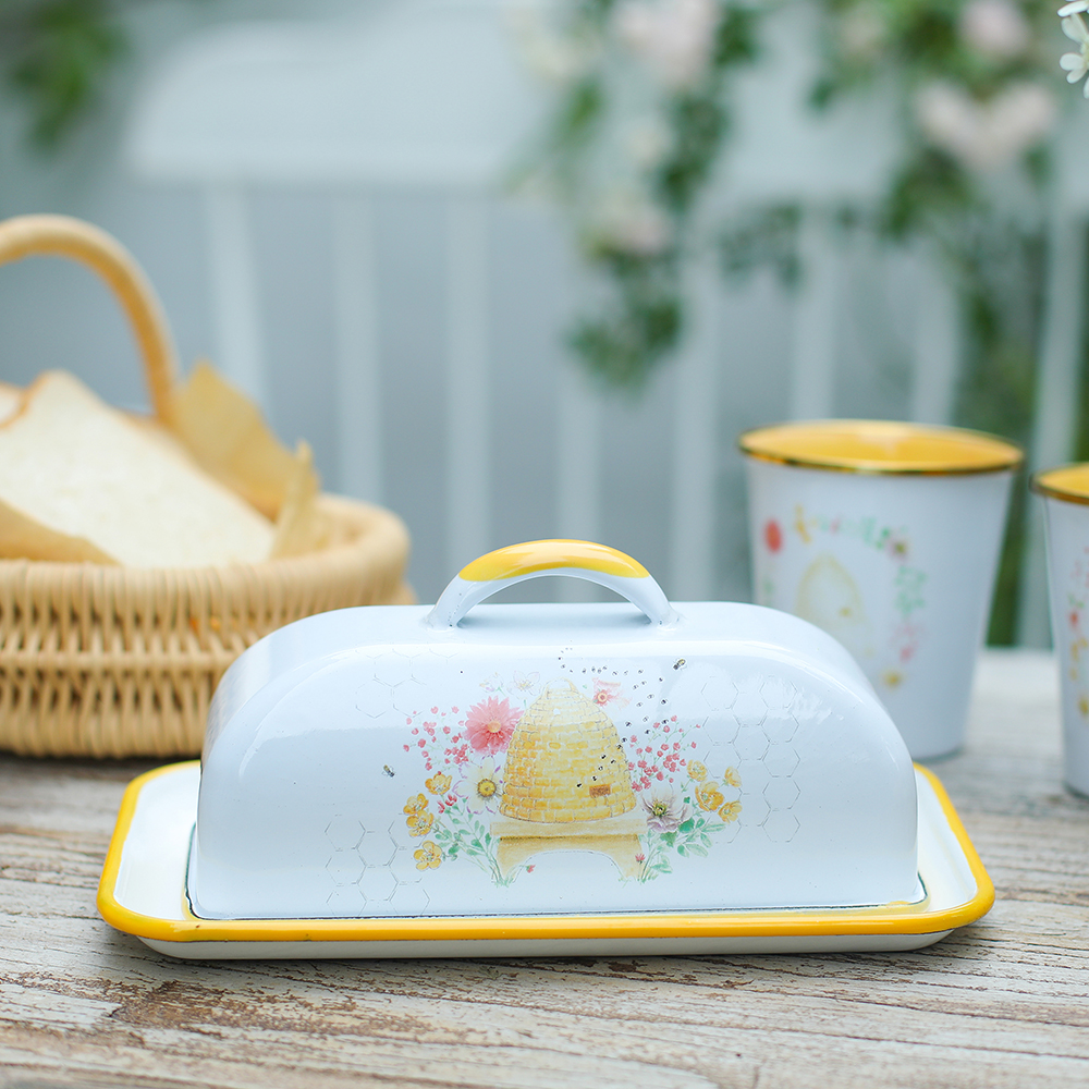 Menschy Enamel Butter Dish Che - Kitchen Baking Tray Organizer recensie en prijs