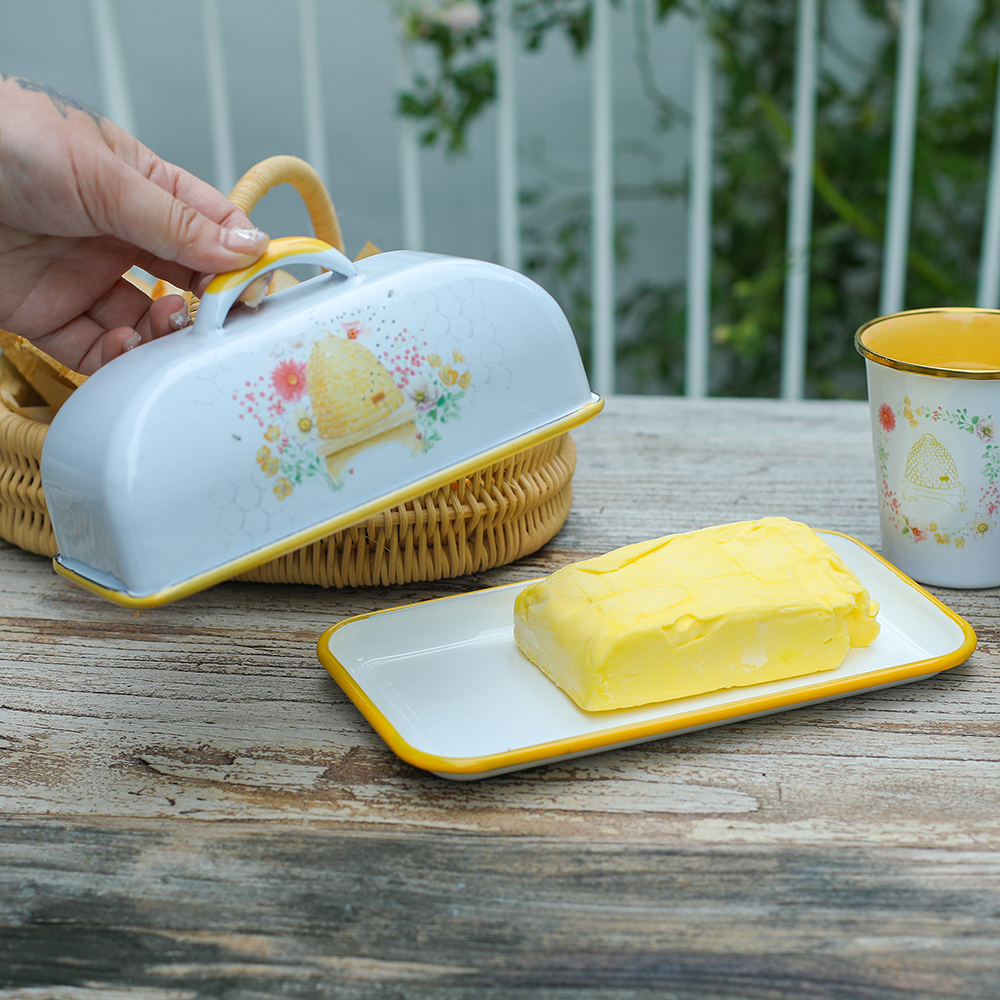 Menschy Enamel Butter Dish Che - Kitchen Baking Tray Organizer recensie en prijs
